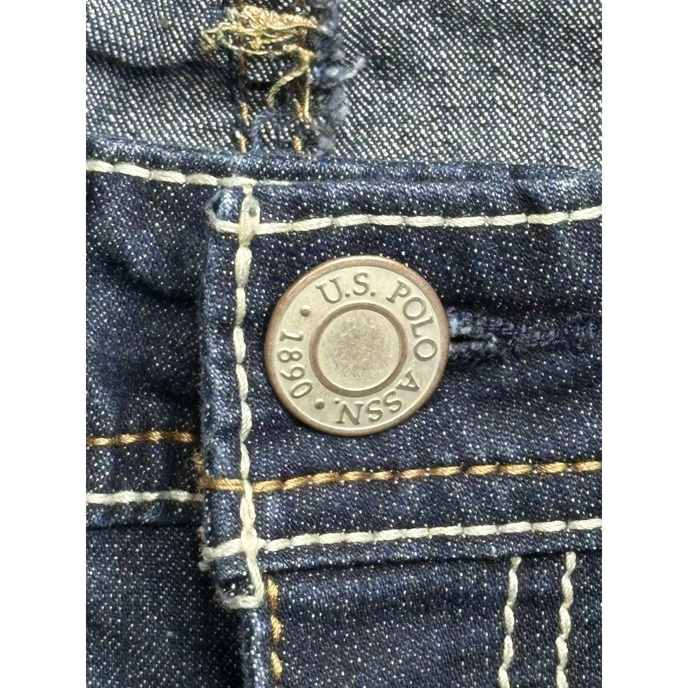 U.S. Polo Assn Shorts Womens 11/12 Blue Denim Jean Bermuda Embroidered Pockets